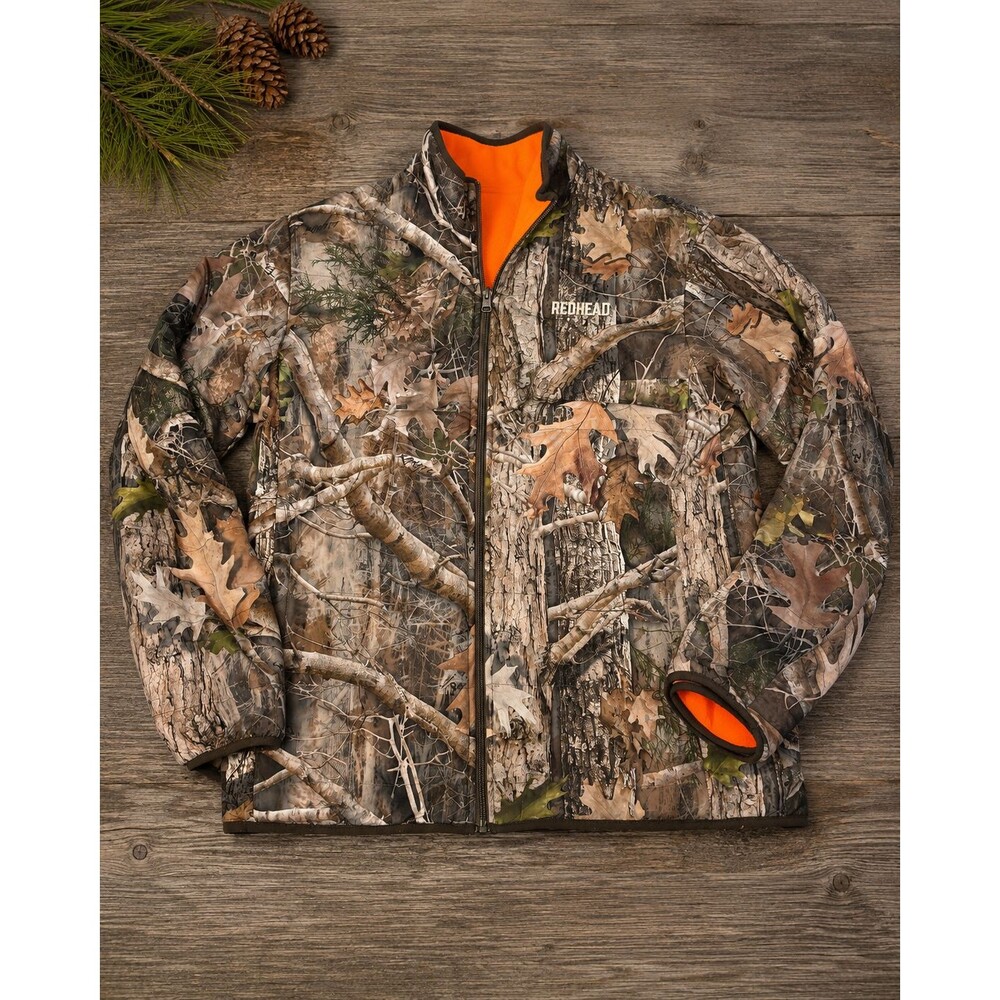RedHead Men's Medium Reversible Camo Blaze Orange Hunting Jacket Full Zip